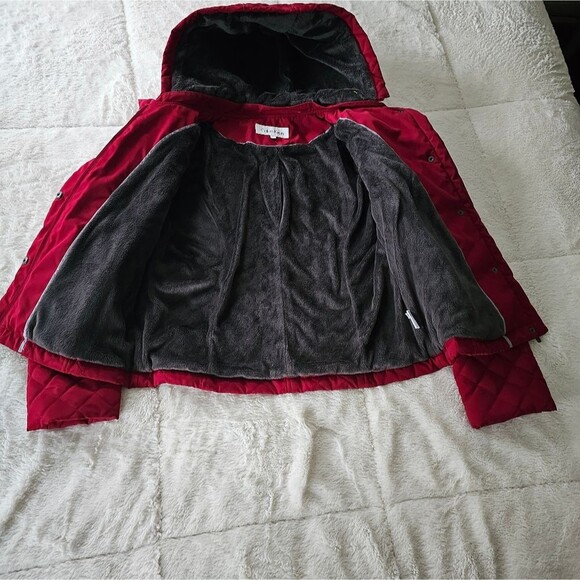 Calvin Klein Women Hooded Quilted Jacket. Size Medium. Color: Deep Brick Red - Picture 4 of 6